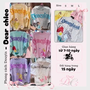 Áo Thun Disneyland Nữ Form Rộng Unisex, Áo Phông Cotton Thời Trang Douyin Cá Tính