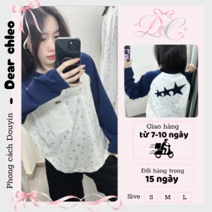Áo Longtee Levents Hoa Tay Xanh Nam Nữ Form Rộng Unisex Size M L XL